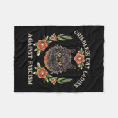 ファシズムの女性フェミニスに対する子どものいない猫の女性 フリースブランケット (正面(横))