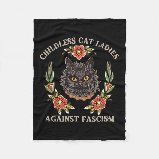 ファシズムの女性フェミニスに対する子どものいない猫の女性 フリースブランケット (正面)