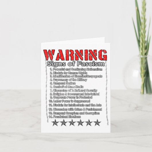 ファシズムの警告標識アンチトランプはファシストに抵抗 カード (正面)