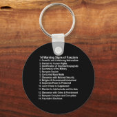 ファシズムの警告標識アンチトランプはファシストに抵抗 キーホルダー (正面)