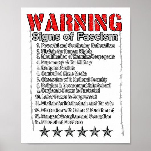 ファシズムの警告標識アンチトランプはファシストに抵抗 ポスター (正面)