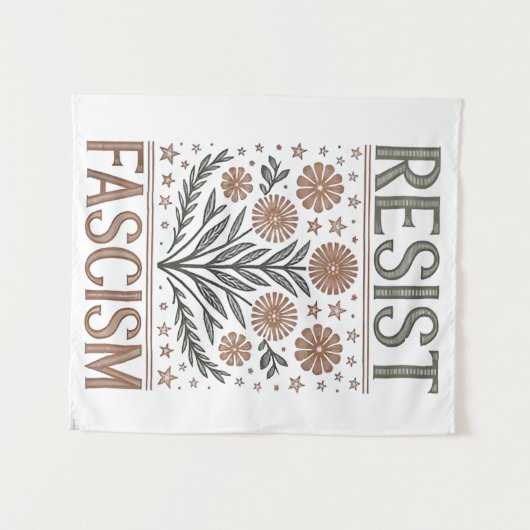 ファシズムフローラトランスジェンダーLGBTQアンチトランプ タペストリー (正面(横))