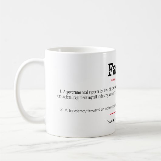 ファシズム定義の政治的声明レッド コーヒーマグカップ (左)