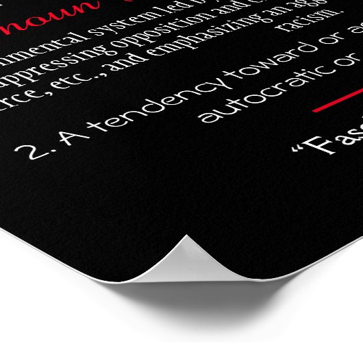 ファシズム定義の政治的声明レッド ポスター (角)