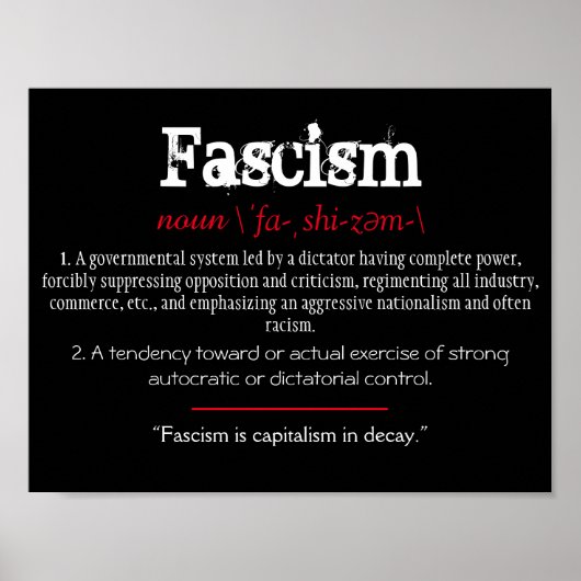 ファシズム定義の政治的声明レッド ポスター (正面)