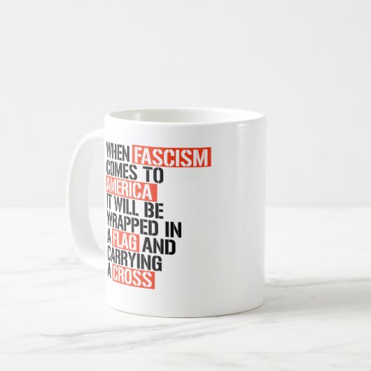 ファシズム来がアメリカへ コーヒーマグカップ (正面左)
