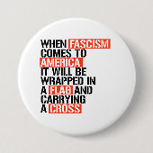 ファシズム来がアメリカへ 缶バッジ (正面)