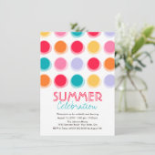 ファジィカラー踊りドットおもしろいサマーパーティー招待状 招待状 (スタンド正面)