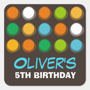 ファジーぼやけおもしろいカラードット誕生日パーティステッカー スクエアシール