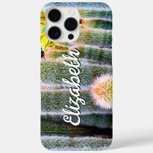 ファジーグリーンサボテン多肉性フォト名前をカスタムする Case-Mate iPhoneケース (裏面)