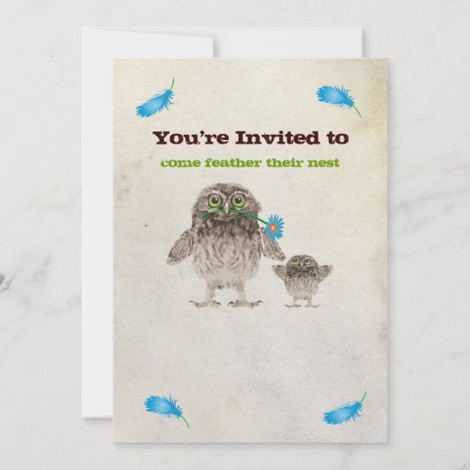 ファジーフクロウボーイベビーシャワーパーティの招待状 招待状 (裏面)