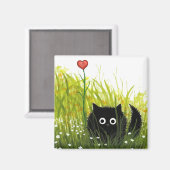 ファジーブラックキャットワンラブバイール マグネット (正面/裏面)