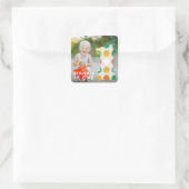 ファジーモダンカラードット1st誕生日パーティー写真 スクエアシール (バッグ)