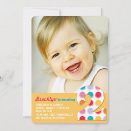 ファジーモダンカラー点2nd誕生日パーティー写真 招待状