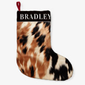 ファジー牛革パターン |モノグラム スモールクリスマスストッキング (正面)