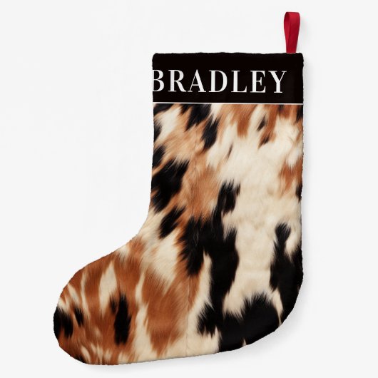 ファジー牛革パターン |モノグラム スモールクリスマスストッキング (裏面)
