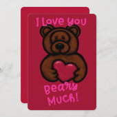 ファジー茶色のクマのバレンタイン シーズンカード (正面/裏面)
