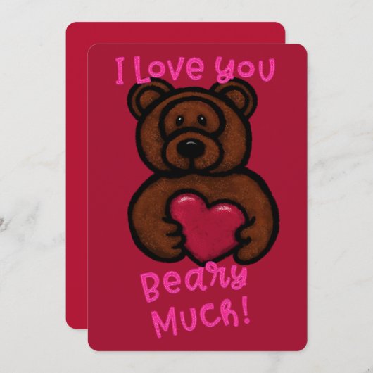 ファジー茶色のクマのバレンタイン シーズンカード (正面/裏面)