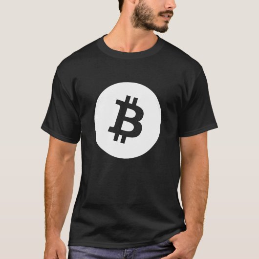 ファジー表現®ビットコイン白ロゴ黒 Tシャツ (正面)