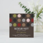 ファジー カラー ディスコ ドット独身パーティー招待状 招待状 (スタンド正面)