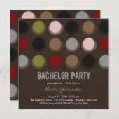ファジー カラー ディスコ ドット バチェラーパーティー 招待状 (正面/裏面)