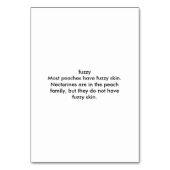 ファジー・ピーチ読形容詞のフラッシュカード テーブルナンバー (裏面)