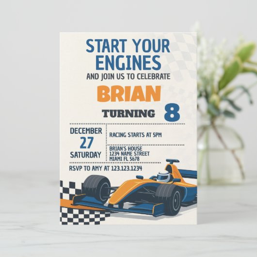 ファストカーズ誕生日招待状 招待状 (スタンド正面)