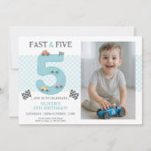 ファストカー5歳の誕生日パーティーテーマ 招待状 (正面)