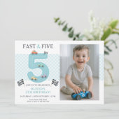ファストカー5歳の誕生日パーティーテーマ 招待状 (スタンド正面)