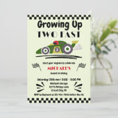 ファストグリーンのレースカー2台で育つ2回目の誕生日 招待状 (スタンド正面)