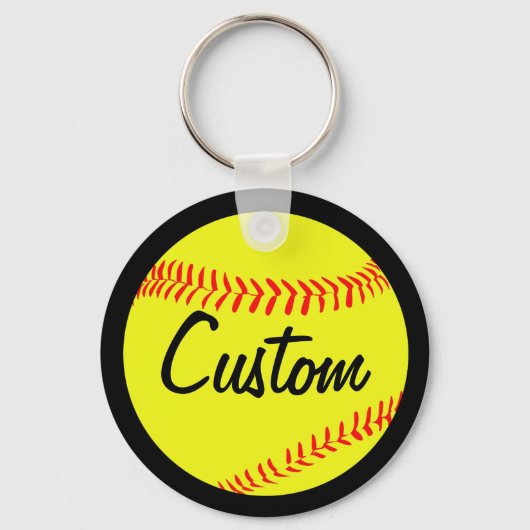 ファストピッチソフトボールカスタムブラックまたは文字 キーホルダー (正面)