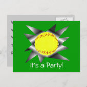 ファストピッチソフトボールパーティの招待状 インビテーションポストカード (正面/裏面)