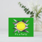 ファストピッチソフトボールパーティの招待状 インビテーションポストカード (スタンド正面)