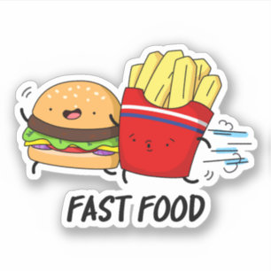ファストフードおもしろいバーガーとフライスパン シール