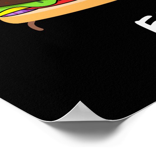 ファストフードおもしろいバーガーとフライスパン ポスター (角)