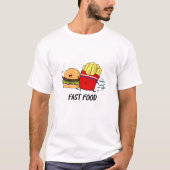 ファストフードおもしろいバーガーとフライスパン Tシャツ (正面)