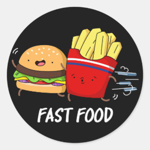 ファストフードおもしろいバーガーとフライスプンダークBG ラウンドシール