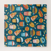 ファストフードのアイコン:ヴィンテージのドードル ジグソーパズル (横)