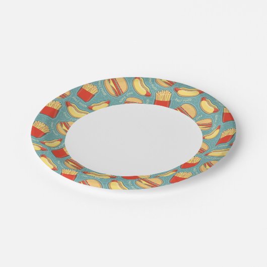 ファストフードのパターン3 ペーパープレート (アングル)