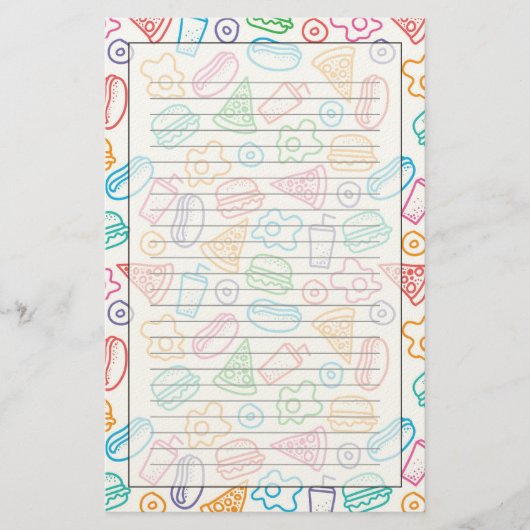 ファストフードのパターン 便箋 (正面)