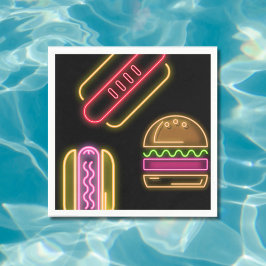 ファストフードのホットドッグとハンバーガー スタンダードカクテルナプキン