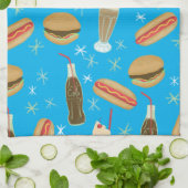 ファストフードソーダ噴水ジャンクフードブルー キッチンタオル (折り畳み)