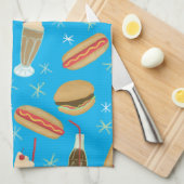 ファストフードソーダ噴水ジャンクフードブルー キッチンタオル (四つ折り)