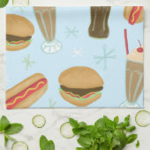 ファストフードソーダ噴水ジャンクフードブルー キッチンタオル (折り畳み)