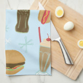 ファストフードソーダ噴水ジャンクフードブルー キッチンタオル (四つ折り)