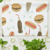 ファストフードソーダ噴水ジャンクフードホワイト キッチンタオル (折り畳み)