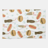 ファストフードソーダ噴水ジャンクフードホワイト キッチンタオル (横)