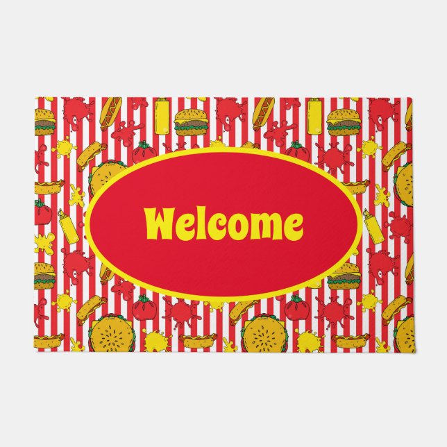ファストフードダイナー、バー&レストランウェルカム ドアマット (正面)