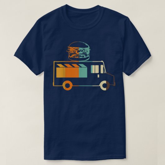 ファストフードトラック運転手レトロバーガー通り食品 Tシャツ (デザイン正面)