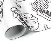 ファストフードハンバーグフライホットドッグチキンパターン ラッピングペーパー (ロールコーナー)